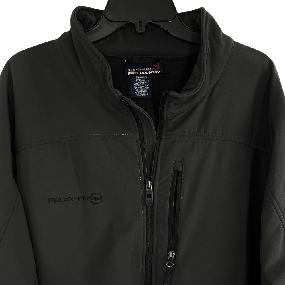 Free Country Men's 2XL Black Softshell Jacket Full Zip Water Resistant Outdoor